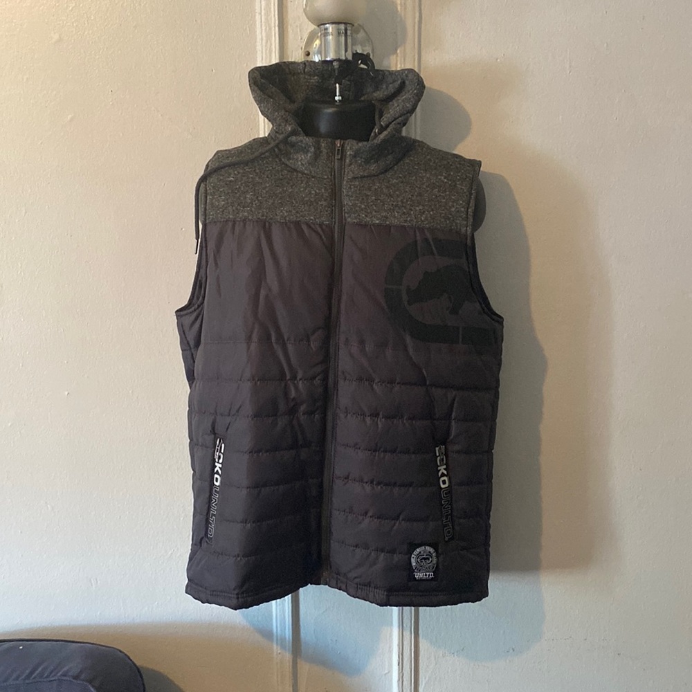 Hoodie vest zippered two toned